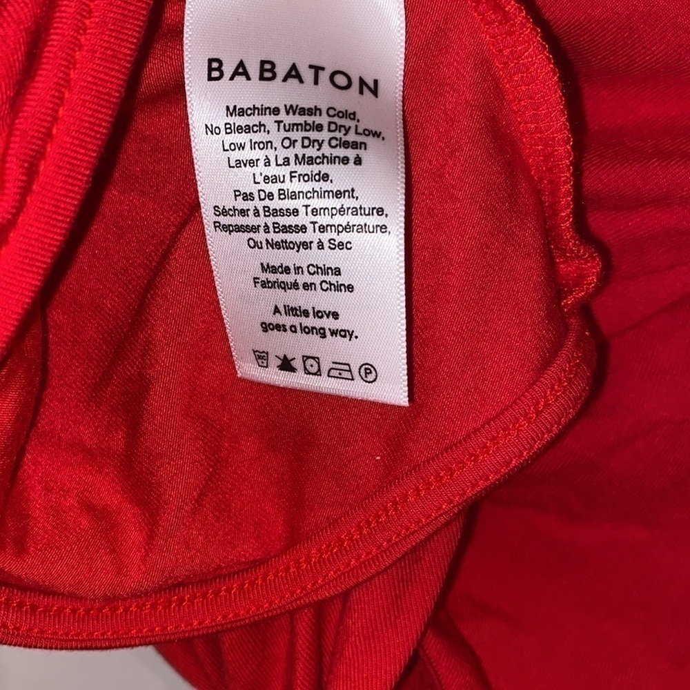 ARITZIA Babaton Jeronimo Long sleeves cropped top tied knot Red Size M - Picture 6 of 9